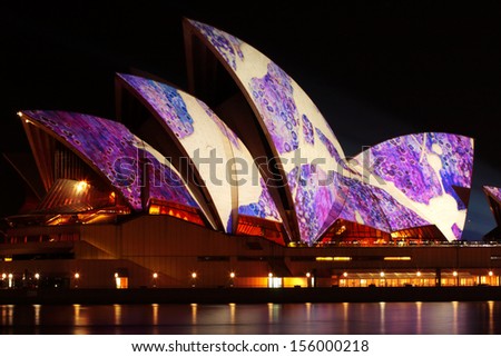 SYDNEY, AUSTRALIA  - June 14, 2009  The Sydney Opera House becomes illuminated with spectacular art during the  Vivid Sydney Festival. It is a festival of light, music and ideas.   Editorial Use Only.