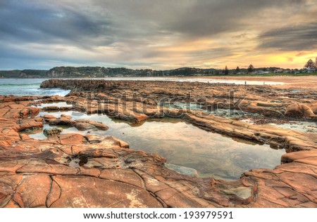 Unsusual rock formations and rock pools at North Avoca, Central Coast, Australia