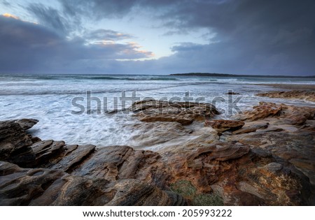 Choppy seas, rain and wind at Oak Park, South Cronulla, NSW, Australia