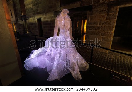 SYDNEY, AUSTRALIA - MAY 26, 2015;  The Dresses shapes hundreds of fibre-optic strands into the form extravagant dresses, they appear as apparitions,  Artist Tae Gon Kim
