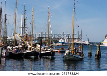 FLENSBURG, GERMANY - MAY 31 2014: Impressions of the first day of the Rum Regatta 2014 Flensburg