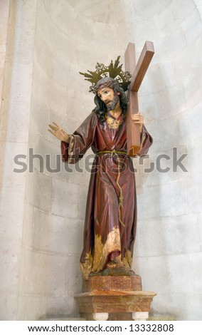 A sculpture of Jesus in the palace of Pontius Pilate, jerusalem, israel.