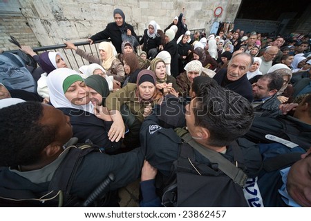 JERUSALEM - JANUARY 16: Demonstration against war in Gaza strip on January 16, 2009 at Old City, Jerusalem, Israel.
