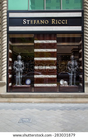 BAKU, AZERBAIJAN May 10 2015: Facade of Stefano Ricci flagship store in Baku on May 10 2015.