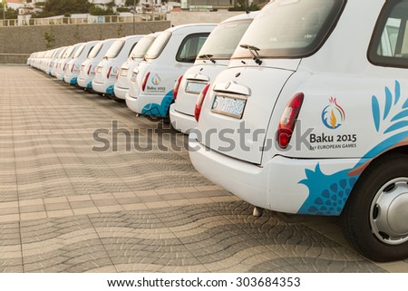 BAKU - June 18, 2015: London Cabs on June 18  in BAKU, Azerbaijan. 
 Baku will host first European Games in 2015