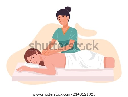Woman getting a relaxing massage, Vector