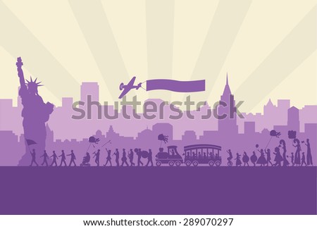 Silhouette of people celebrating Independence day