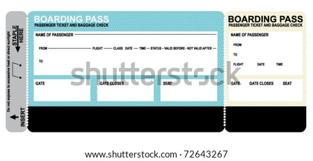 Detailed blank airline boarding pass. Plane ticket. Vector.
