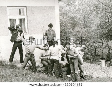 Central Slovakia, CZECHOSLOVAKIA, CIRCA 1970 - students, amateur when performing \
