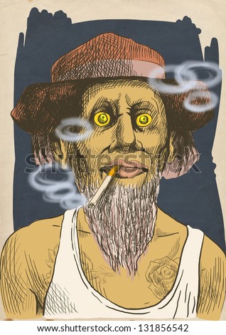 Topic: Smokers - An Hand Drawn Illustration Of Tough Guy In A Hat ...