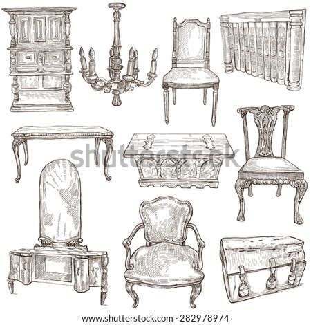 Furniture - Collection (No.2) Of An Hand Drawn Illustrations ...