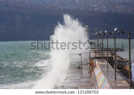 Lighthouse, Bulgaria Big wave