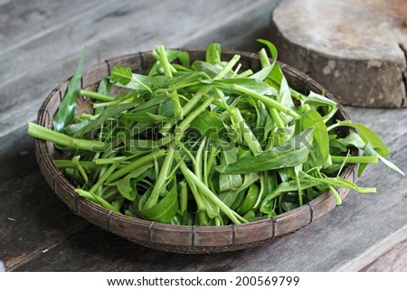 water spinach swamp cabbage kangkong in the basket
