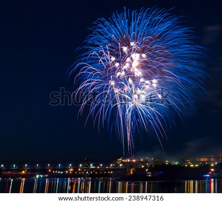 Another fireworks celebration for the anniversary party on the country\'s birthday.
