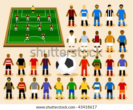 Set of Soccer Player in Formation. Vector Illustration