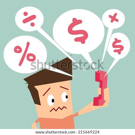 Telemarketing talking too much. Flat vector illustration