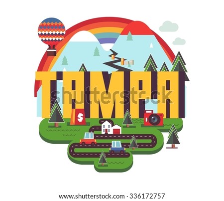 Tampa city travel destination in USA. vector cartoon,