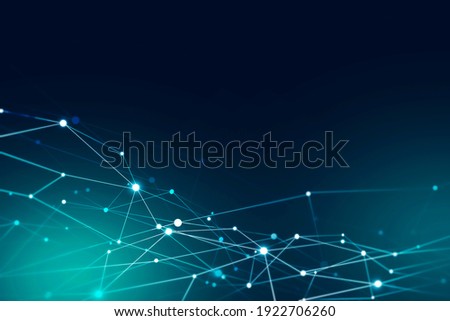 Abstract background with green polygonal lines and triangles. Concept of hi tech and future. 3d rendering toned image double exposure