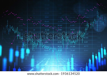 Stock market changes, business graph chart. Rising and falling candlesticks, online trading. 3D rendering