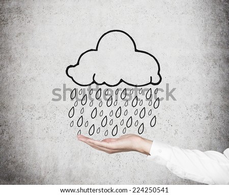 A hand gathering rain drops.