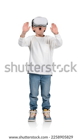 Similar – Image, Stock Photo Child in VR headset playing on couch