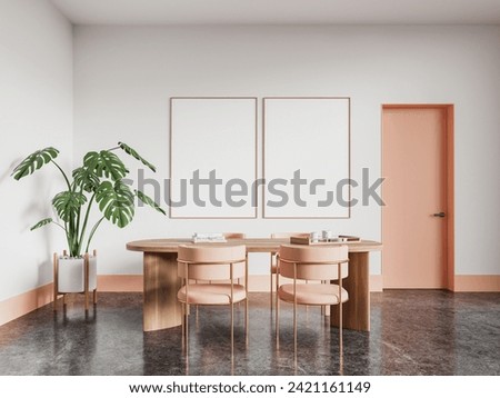 Similar – Image, Stock Photo Pink row of chairs in front of a pink wall