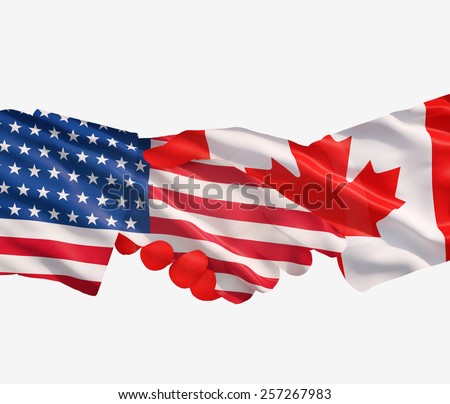 Representatives of the USA and Canada shake hands