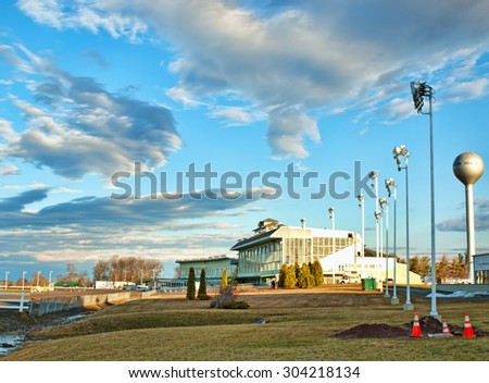 Vernon, New York, USA. April 8,2014. View of Vernon Downs Race Track and Casino in early morning