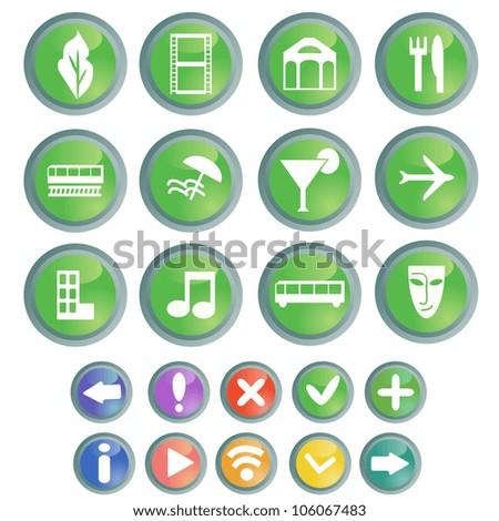 Travel and entertainment web buttons set