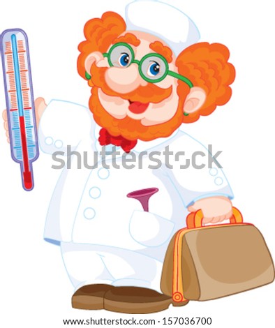 cheerful doctor holding a thermometer