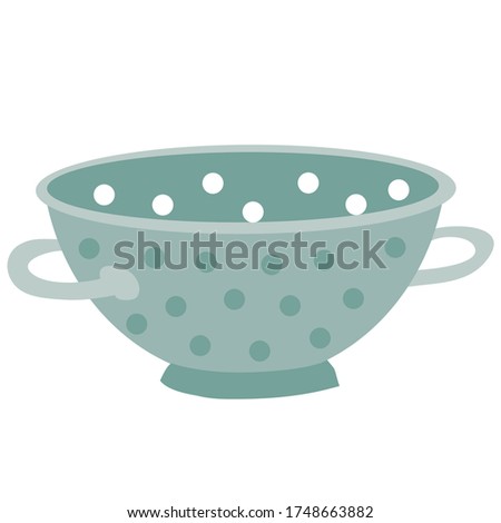 cute colander, flat, isolated object on a white background, vector illustration,