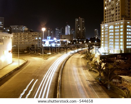 Entrance to South Corredor in Panama at Night Imagine de stoc © 
