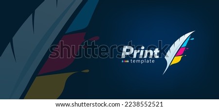 Print logo feather pen cmyk print style