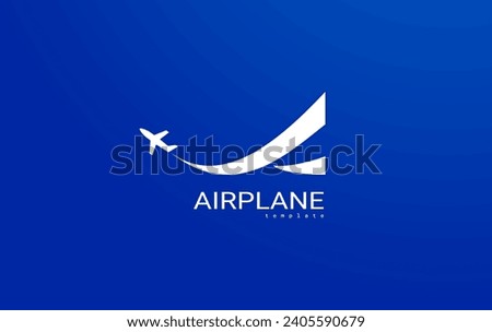 Airplane logo fly takeoff plane silhouette vector