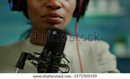 Similar – Image, Stock Photo Black woman recording video for social media