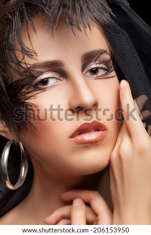 Woman with gothic style make up. Professional fashion art make up. Fashion and Glamour. Gothic