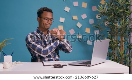 Negative person crossing arms and doing rejection gesture, advertising refuse and disapproval. Man with rude attitude showing stop and denial symbol, feeling stressed and serious. Foto stock © 