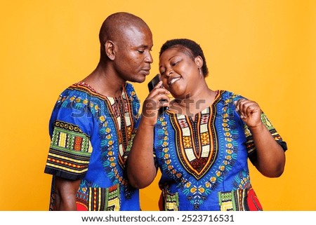 Similar – Image, Stock Photo Couple recording song at home