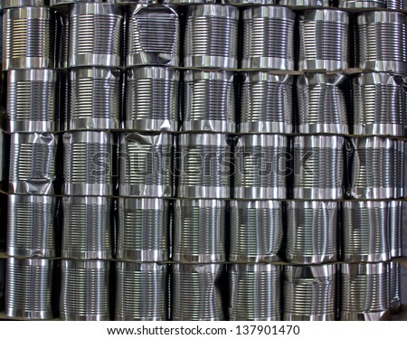 large tin cans background no labels