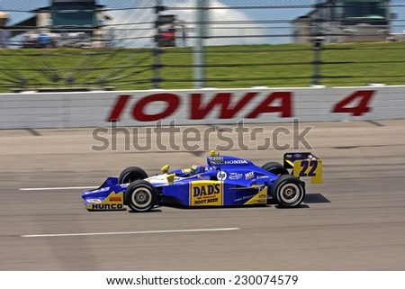 Newton Iowa, USA - June 24, 2011: Indycar Iowa Corn 250, Justin Wilson-UK, Dad\'s Root Beer, Dreyer Reinbold, Indy racing action motorsport event.