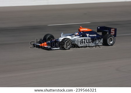 Newton Iowa, USA - June 20, 2009: Indycar Iowa Corn 250, short track speedway racing. 5 Brazil Mario Moraes KV Racing Technology