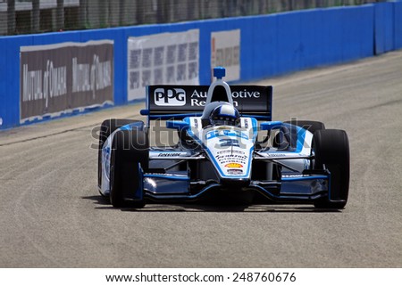 Milwaukee Wisconsin, USA - August 16, 2014: Verizon Indycar Series Indyfest ABC 250 Practice and Qualifying sessions on track action. Juan Pablo Montoya Bogota, Colombia PPG Team Penske