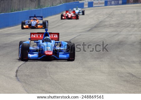 Milwaukee Wisconsin, USA - August 16, 2014: Verizon Indycar Series Indyfest ABC 250 Practice and Qualifying sessions on track action. Ryan Briscoe Sydney, Australia NTT Data Chip Ganassi Racing