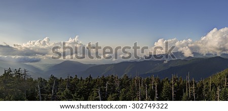 Great Smoky Mountains Panorama taken from Clingman\'s Dome in The Great Smoky Mountains National Park.