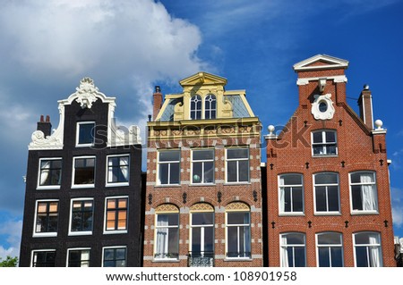 Buildings in Amsterdam in a traditional architectural style