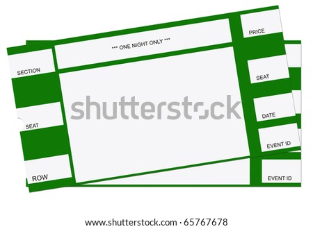 Pair of tickets illustrated with a slight drop shadow.  Plenty of Copy Space.  Easy to customize for your event or promotion!