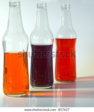 Colorful vintage soda-pop bottles