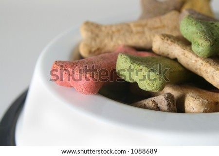 Close up on colorful dog treats.