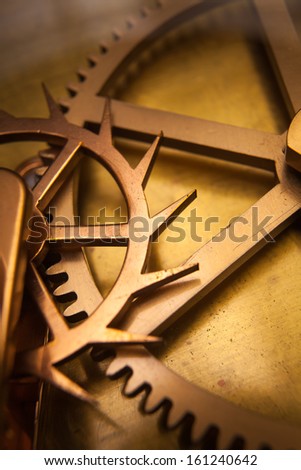 Vintage Clock Machine Cog, cooperation, teamwork and time concept