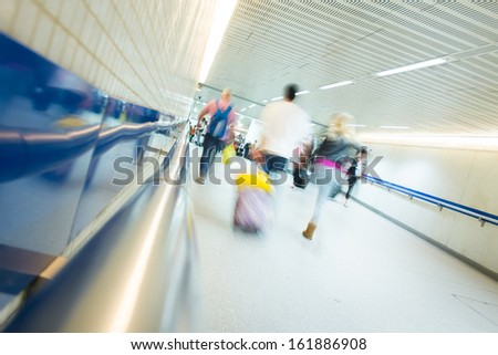Blur Passenger in London tube airport station movement